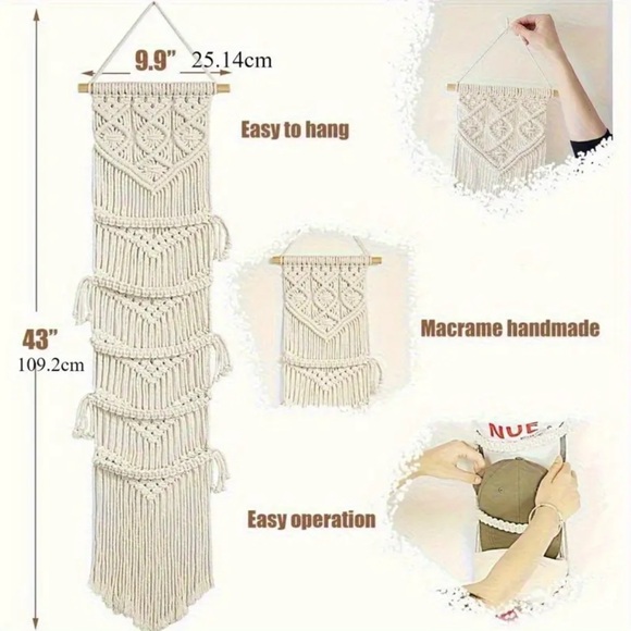 Macrame Hat Rack - Picture 2 of 3